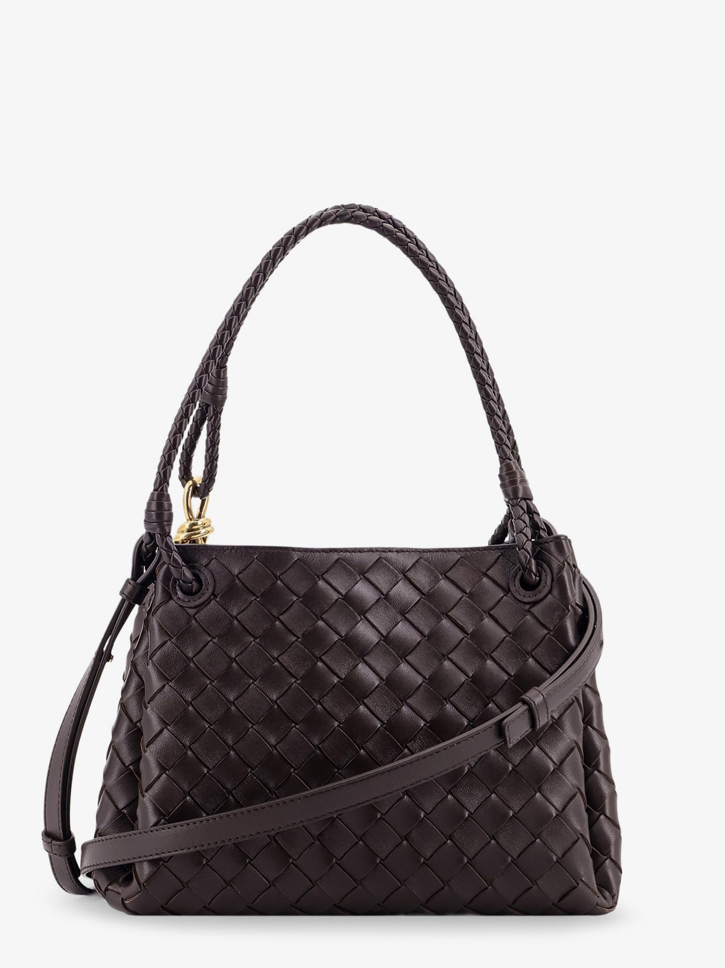 Borsa a spalla Parachute in pelle con motivo Intrecciato e dettaglio Knot