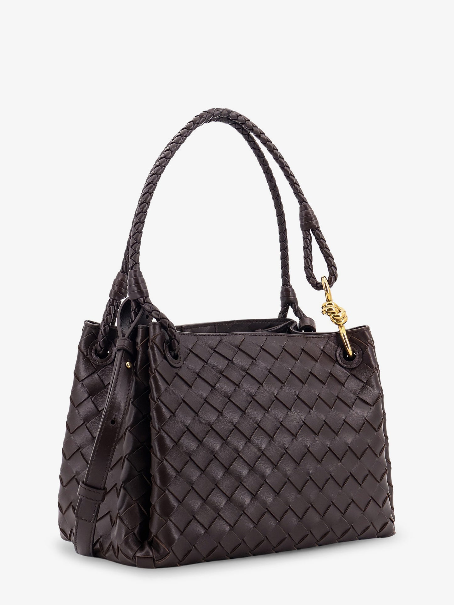 Borsa a spalla Parachute in pelle con motivo Intrecciato e dettaglio Knot