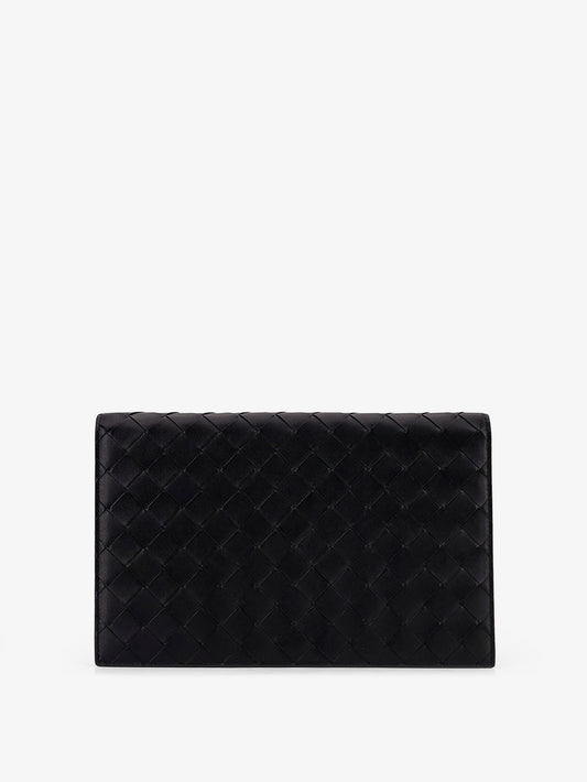 Leather clutch bag with Intrecciato motif