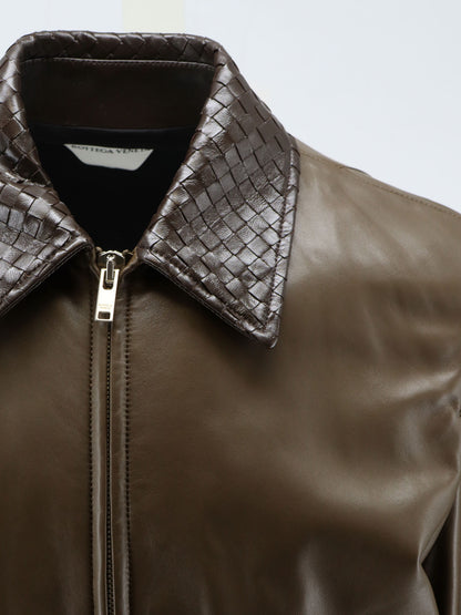 Leather Jacket with Ibntrecciato detail thumbnail