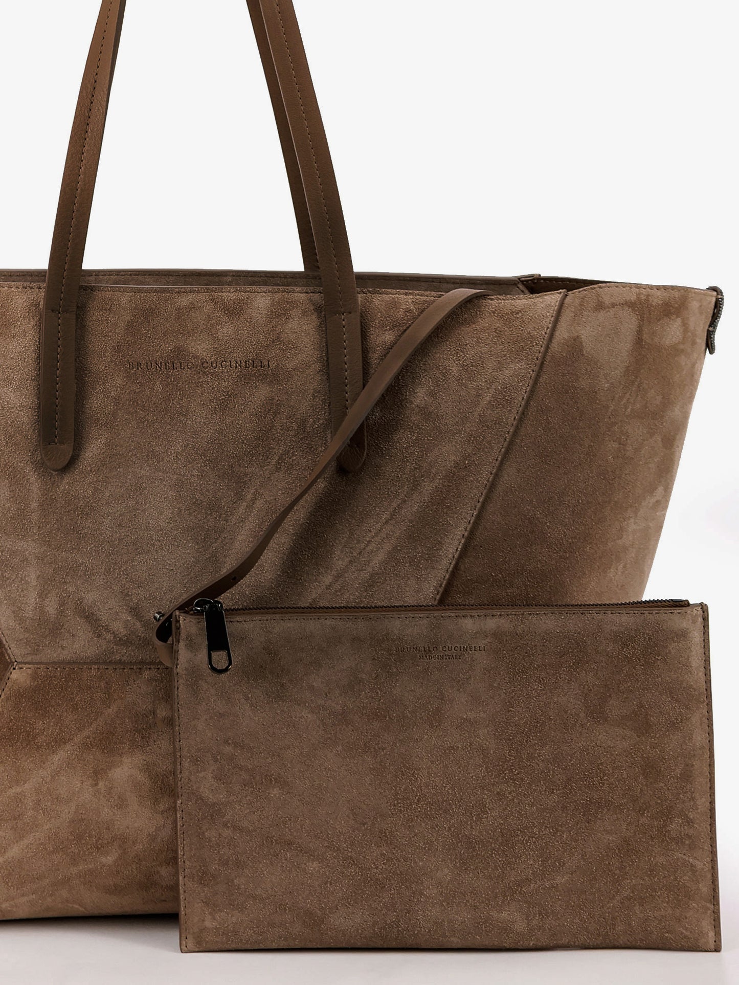 Borsa a spalla BC Duo in suede con logo inciso