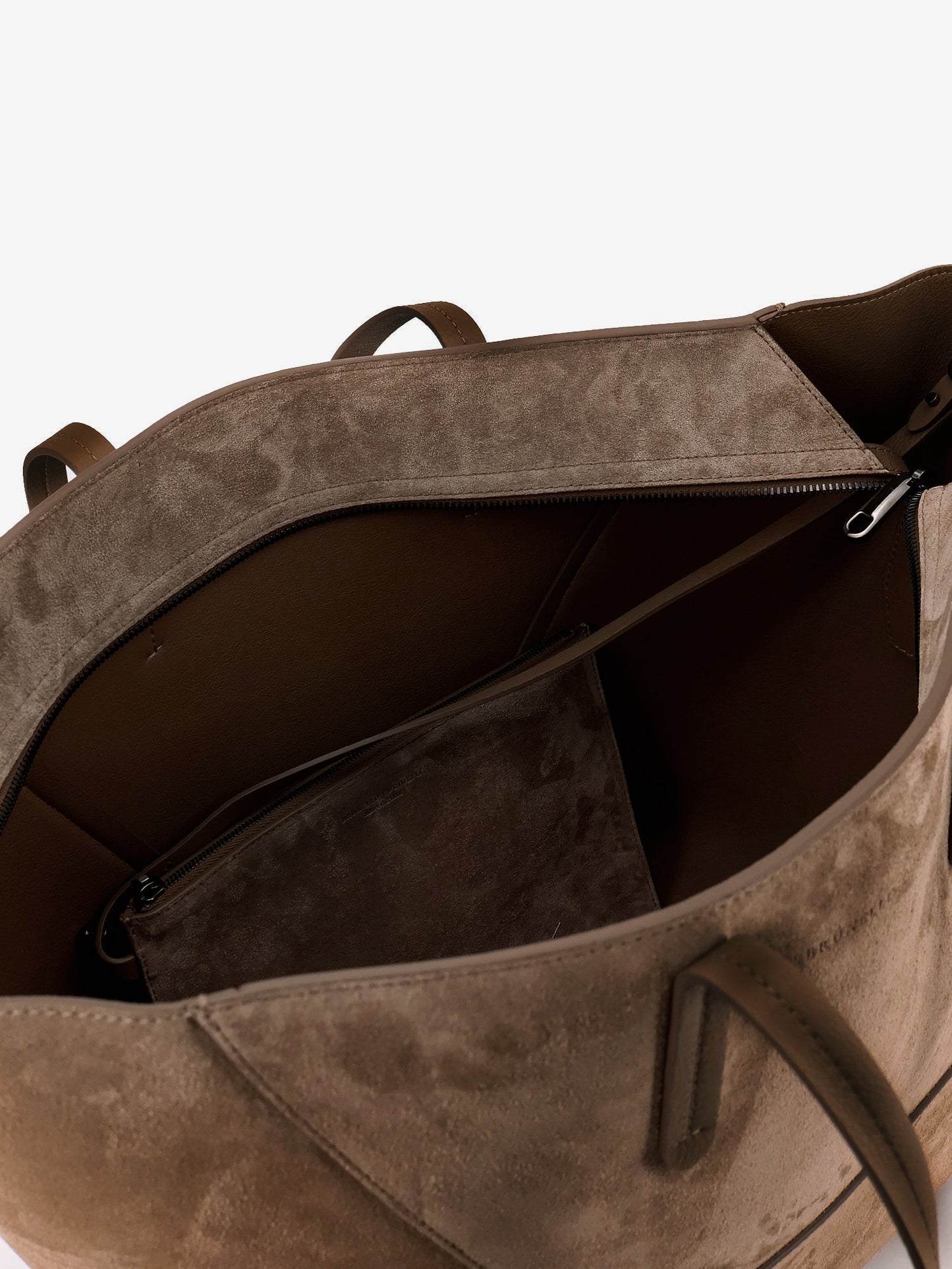 Borsa a spalla BC Duo in suede con logo inciso