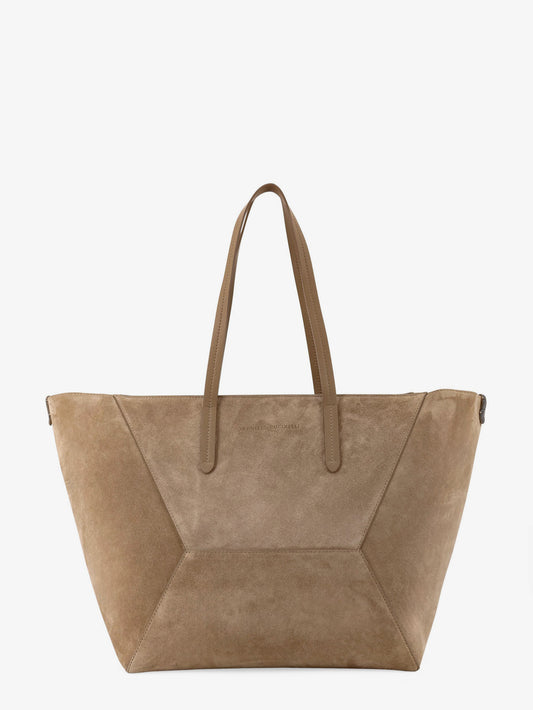 BC Duo suede shoulder bag with engraved logo