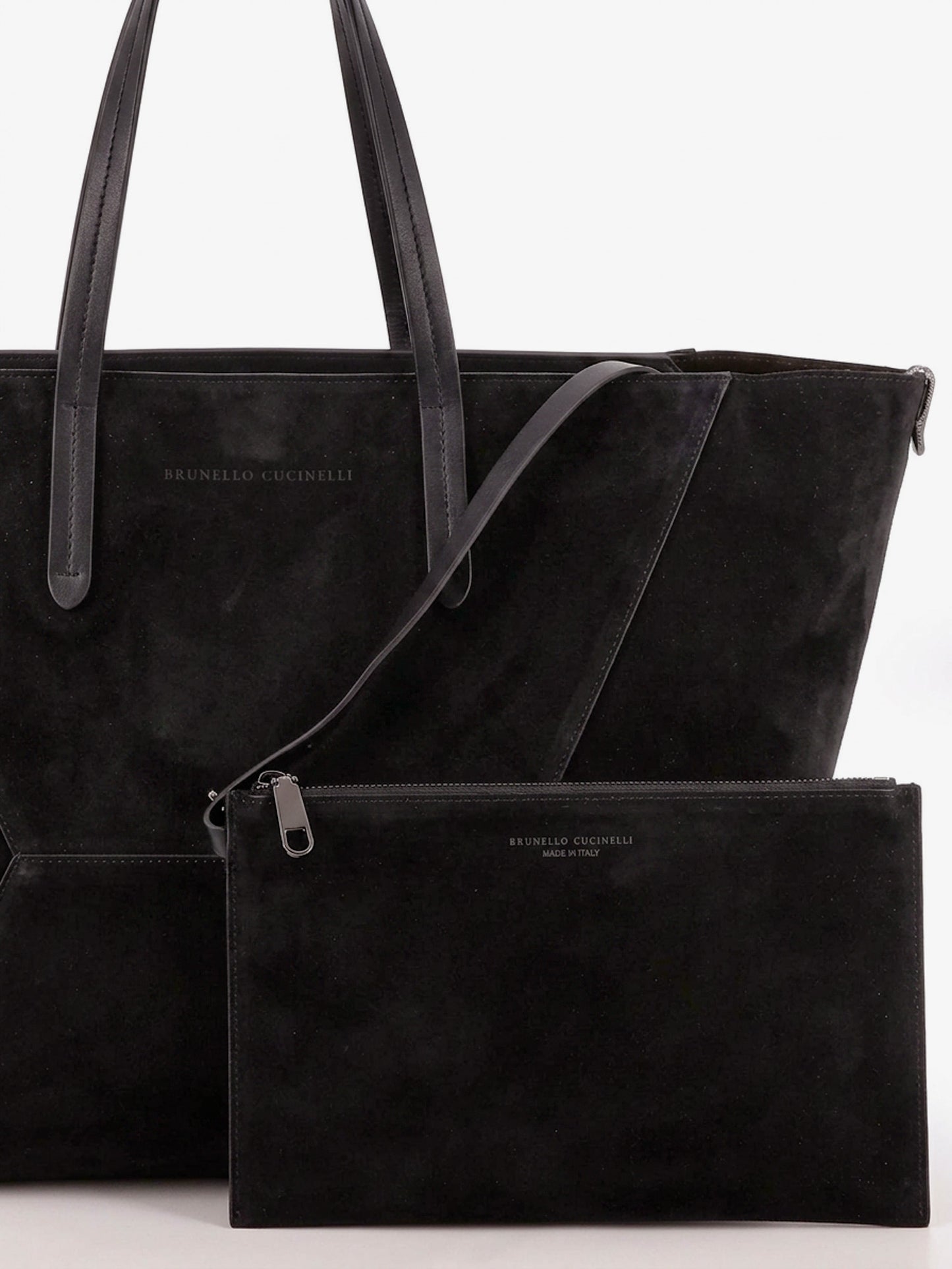 Borsa a spalla BC Duo in suede con logo inciso