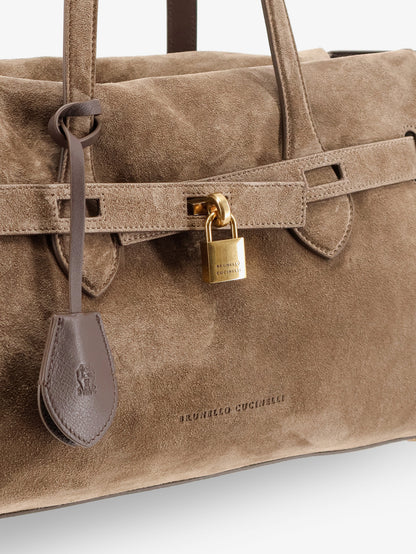 Suede shoulder bag with logo padlock detail thumbnail