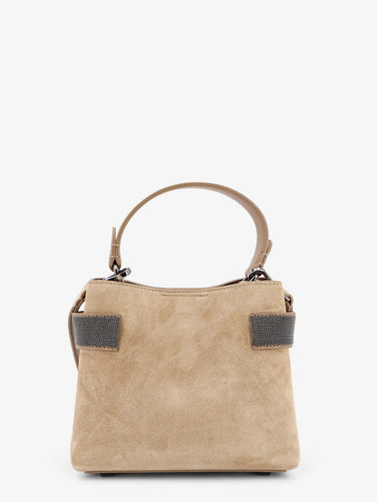 Suede shoulder bag with Monili detail thumbnail