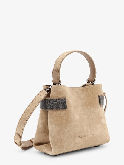 Suede shoulder bag with Monili detail thumbnail
