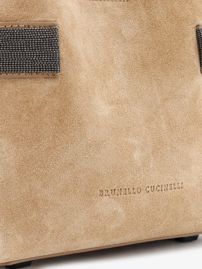 Suede shoulder bag with Monili detail thumbnail