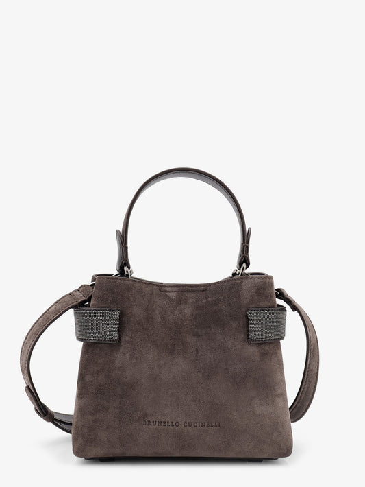 Suede crossbody bag with Monili detail