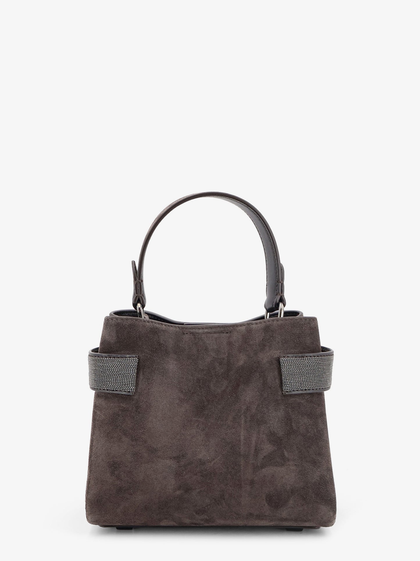 Suede crossbody bag with Monili detail