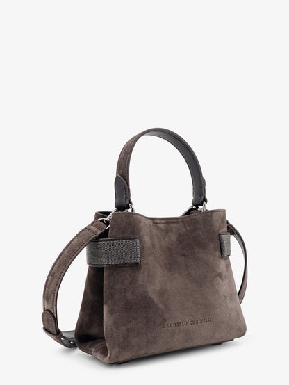 Suede crossbody bag with Monili detail thumbnail