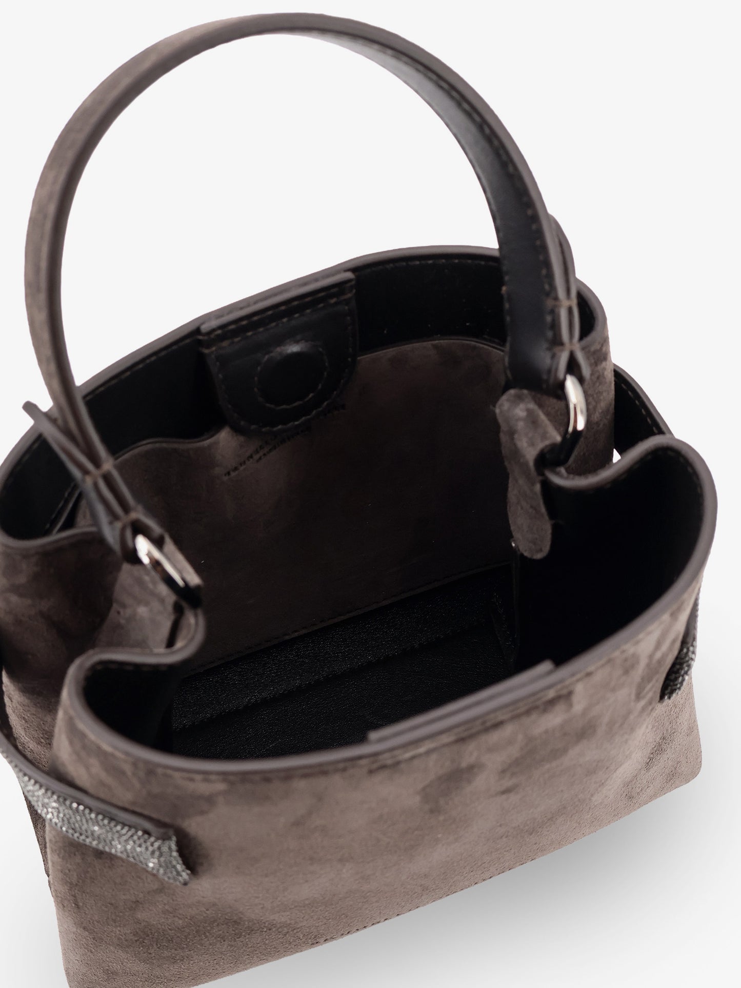 Suede crossbody bag with Monili detail