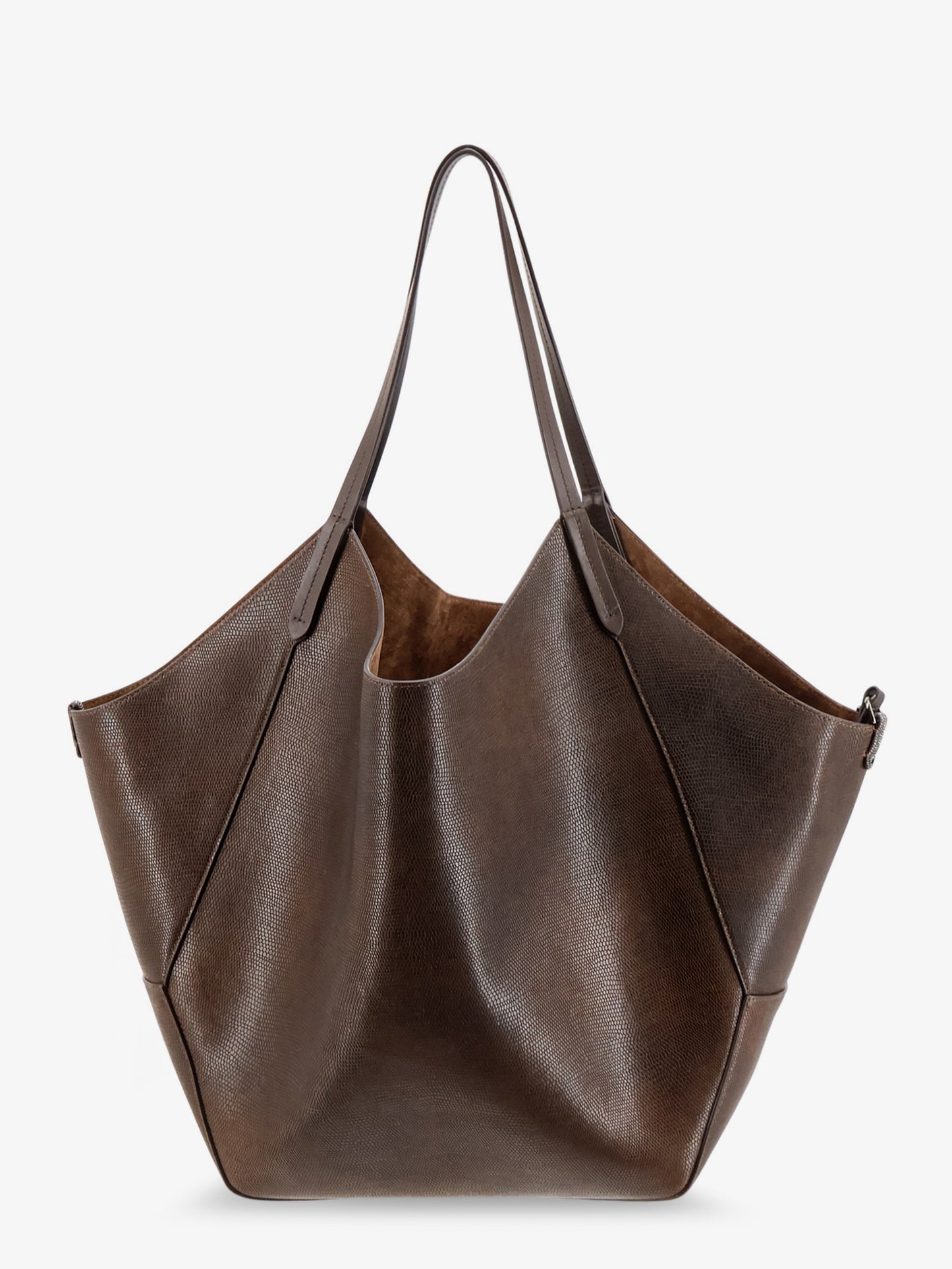Leather shopping bag with side Monili detail