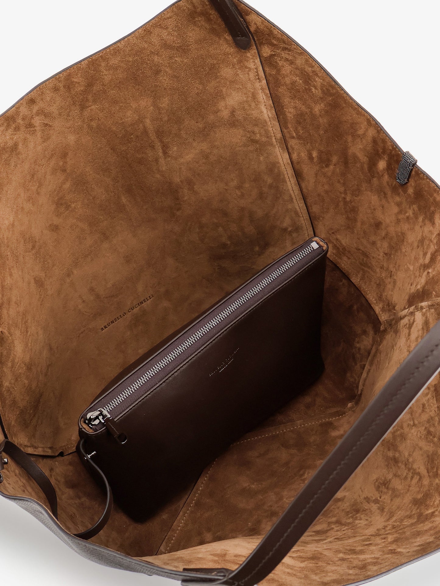 Leather shopping bag with side Monili detail