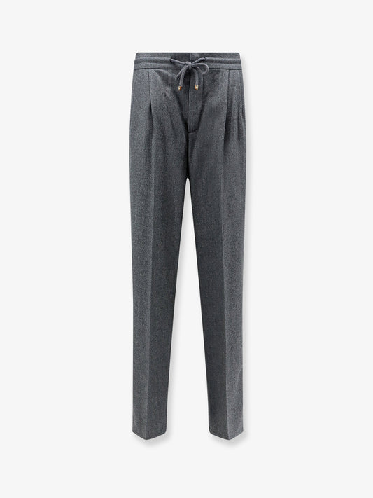 Virgin wool trousers with adjustable drawstring