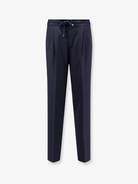 Virgin wool trousers with adjustable drawstring