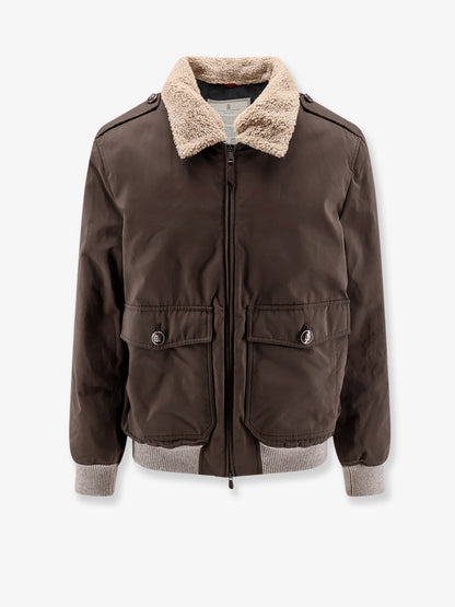 Cotton blend jacket with fur collar thumbnail