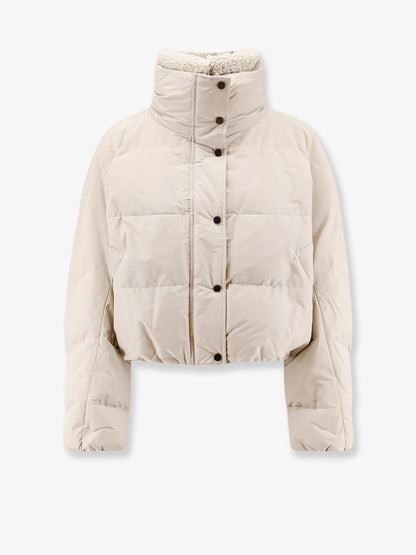 Down jacket with shearling collar thumbnail