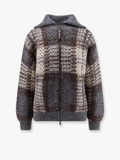 Cardigan with intarsia and micro-sequin embroidery thumbnail