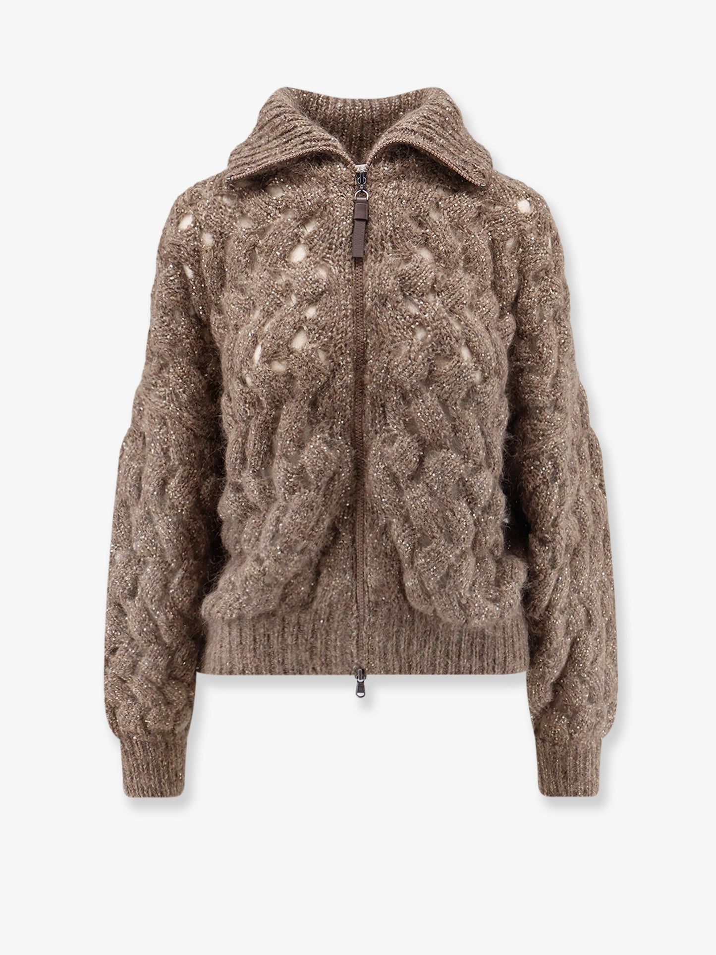 Cardigan traforato con micro paillettes