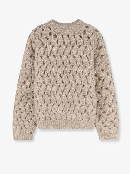 Perforated sweater with micro sequins thumbnail