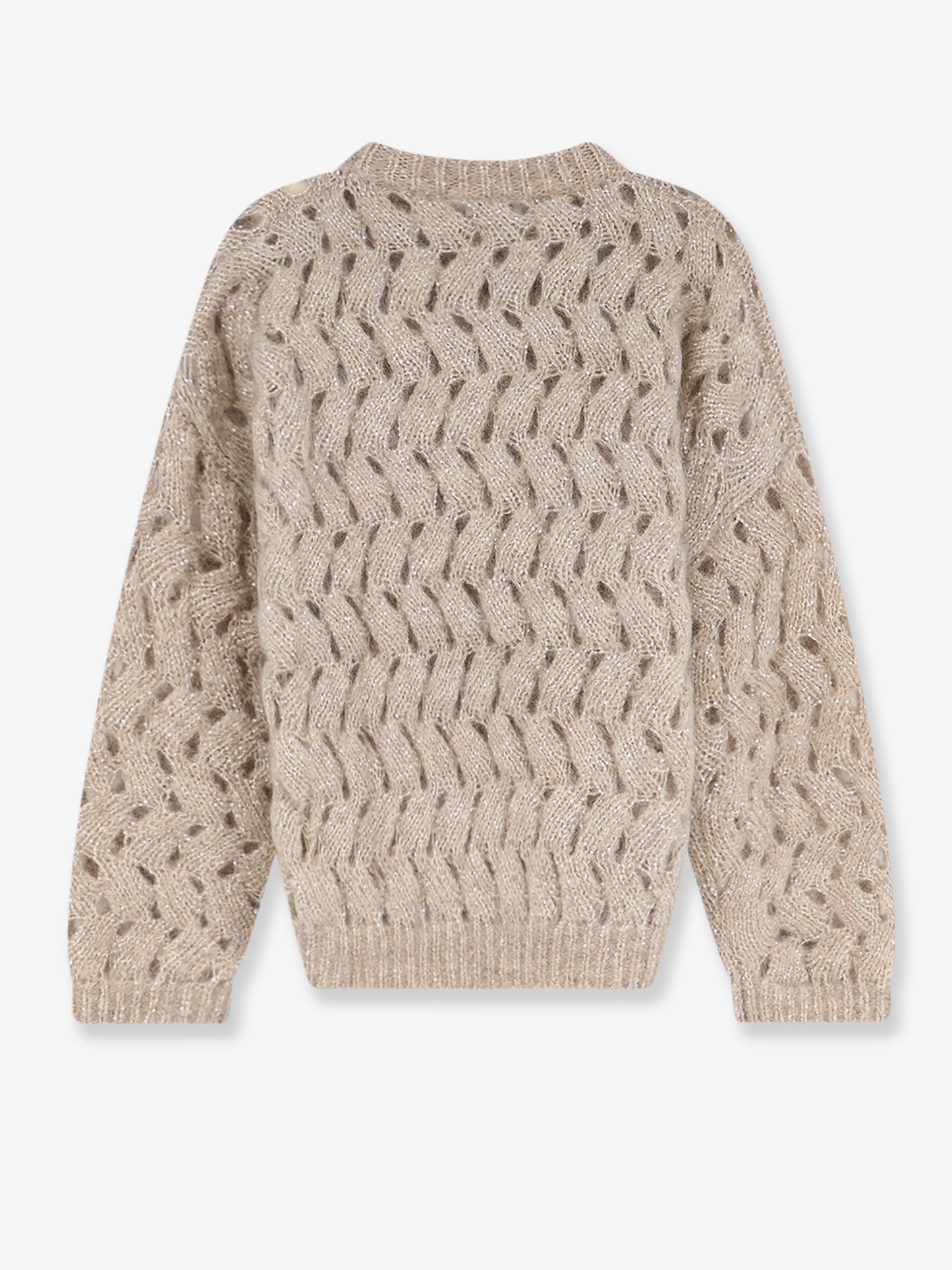 Perforated sweater with micro sequins