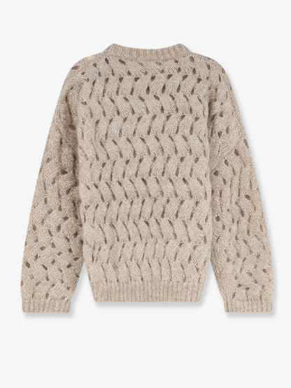 Perforated sweater with micro sequins thumbnail