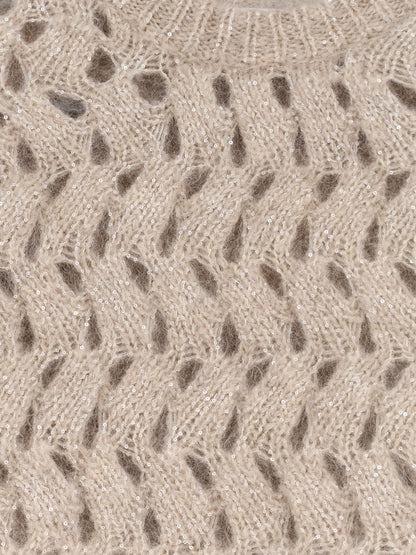 Perforated sweater with micro sequins thumbnail