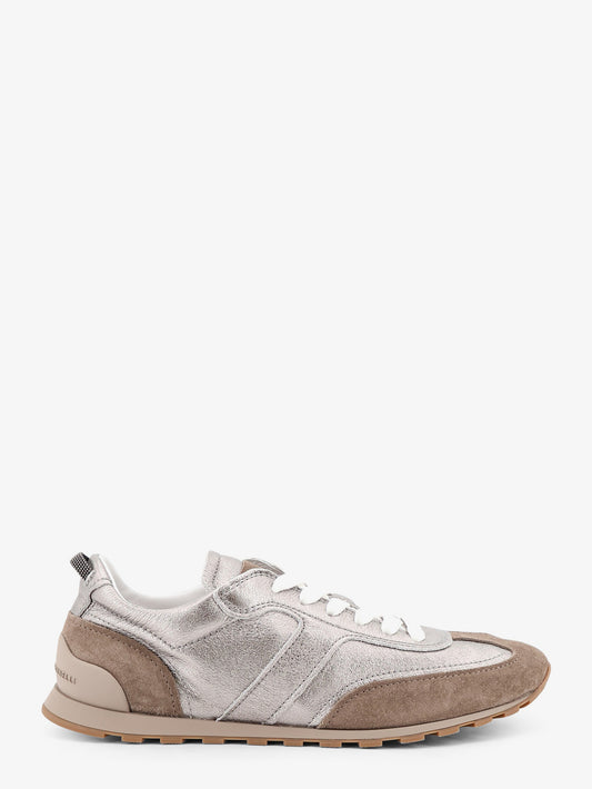 Sneakers in pelle laminata e suede