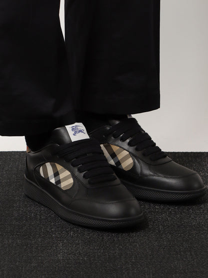 Leather sneakers with Traditional Check inserts thumbnail