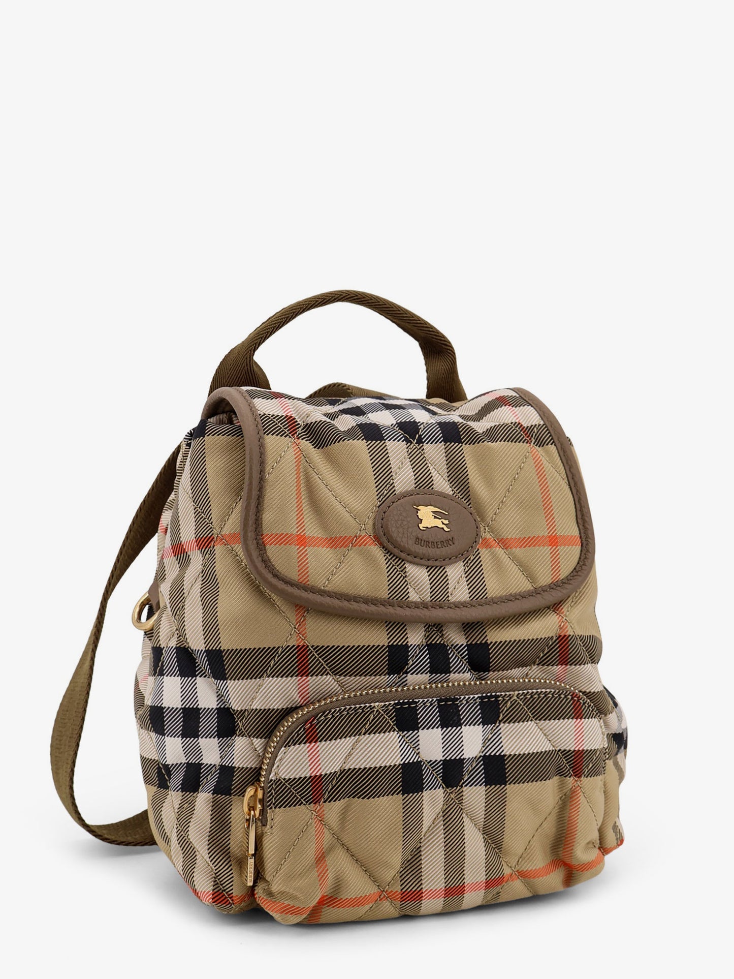 Horseshoe nylon backpack with check pattern