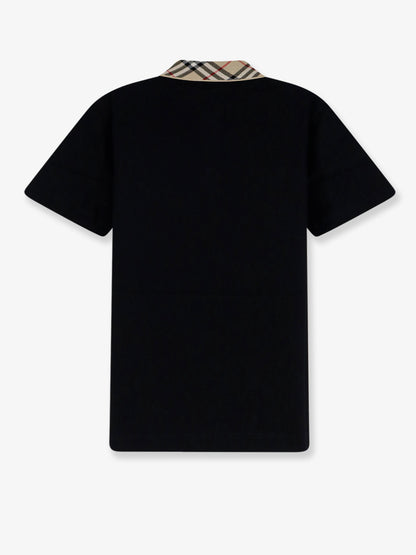 Cotton polo shirt with check collar detail thumbnail