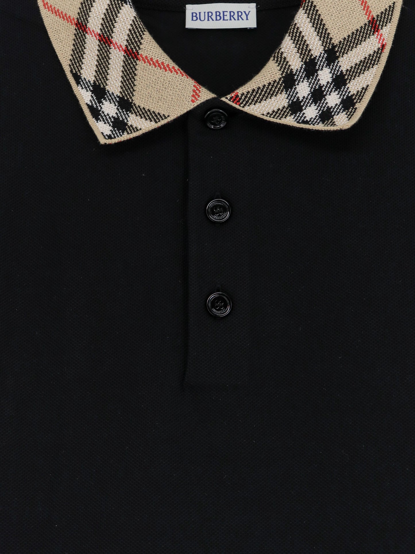 Cotton polo shirt with check collar detail