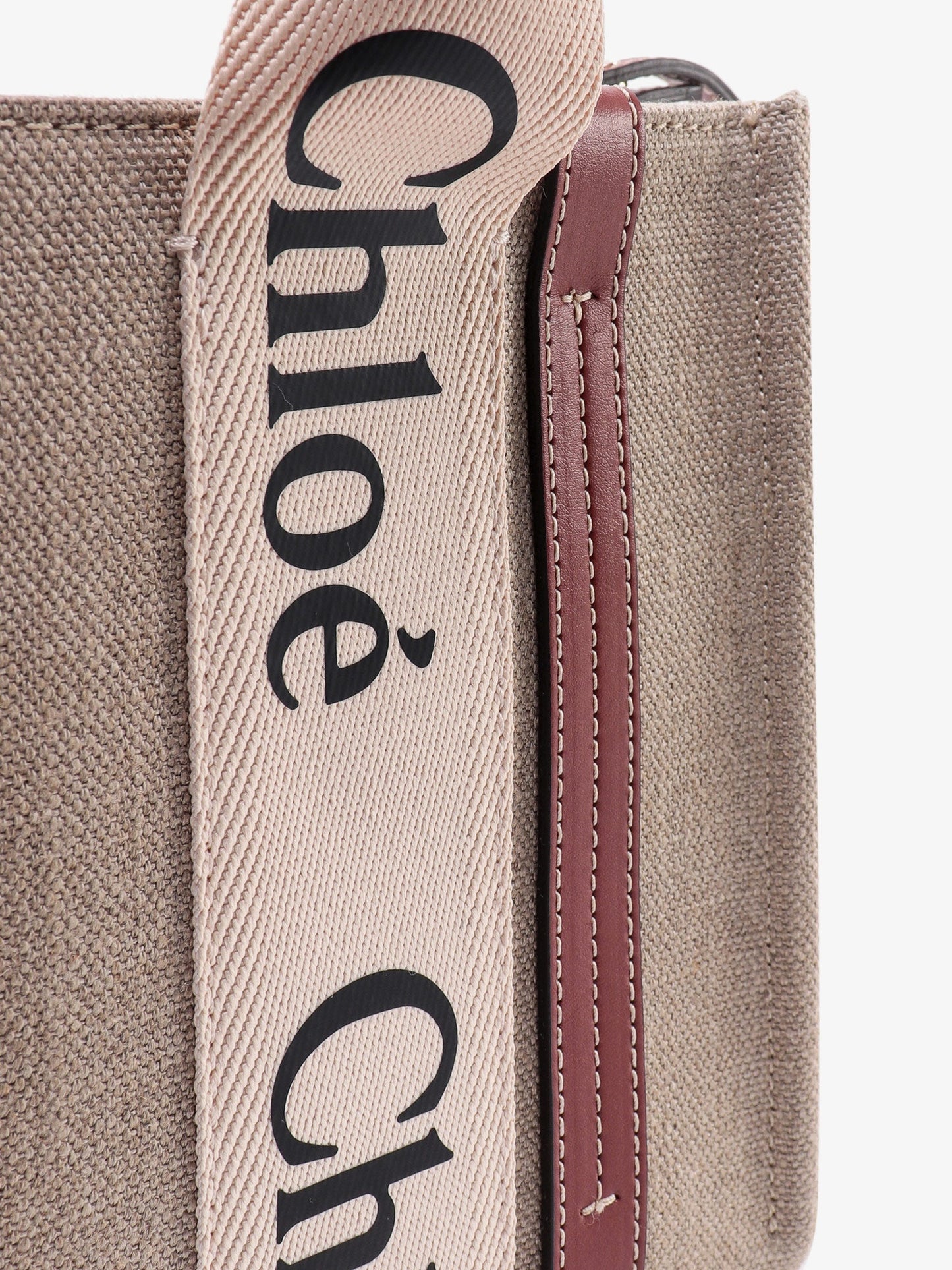 Woody linen and leather Tote Bag