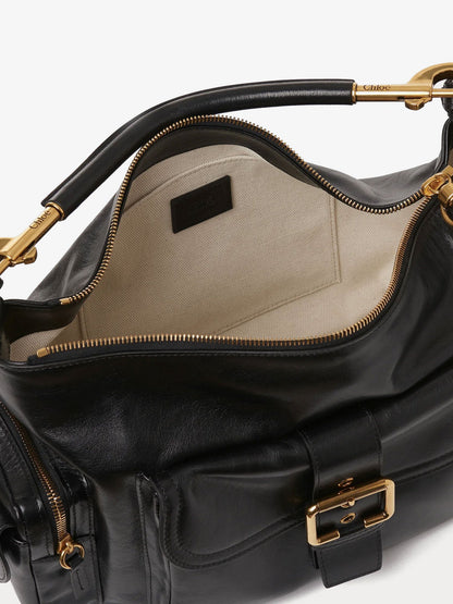 Carry shiny buffalo leather shoulder bag thumbnail