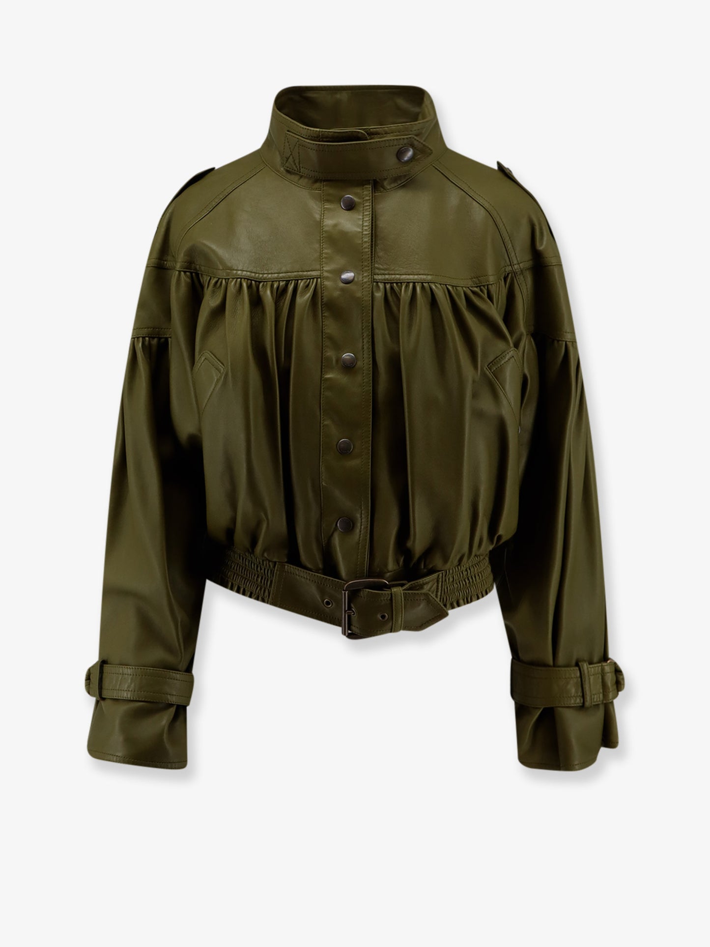Crop fit leather jacket