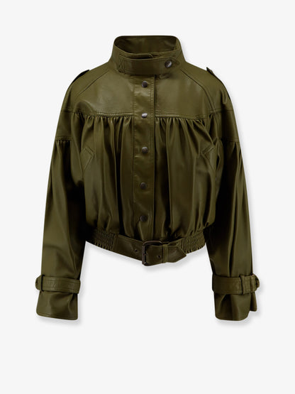Crop fit leather jacket thumbnail