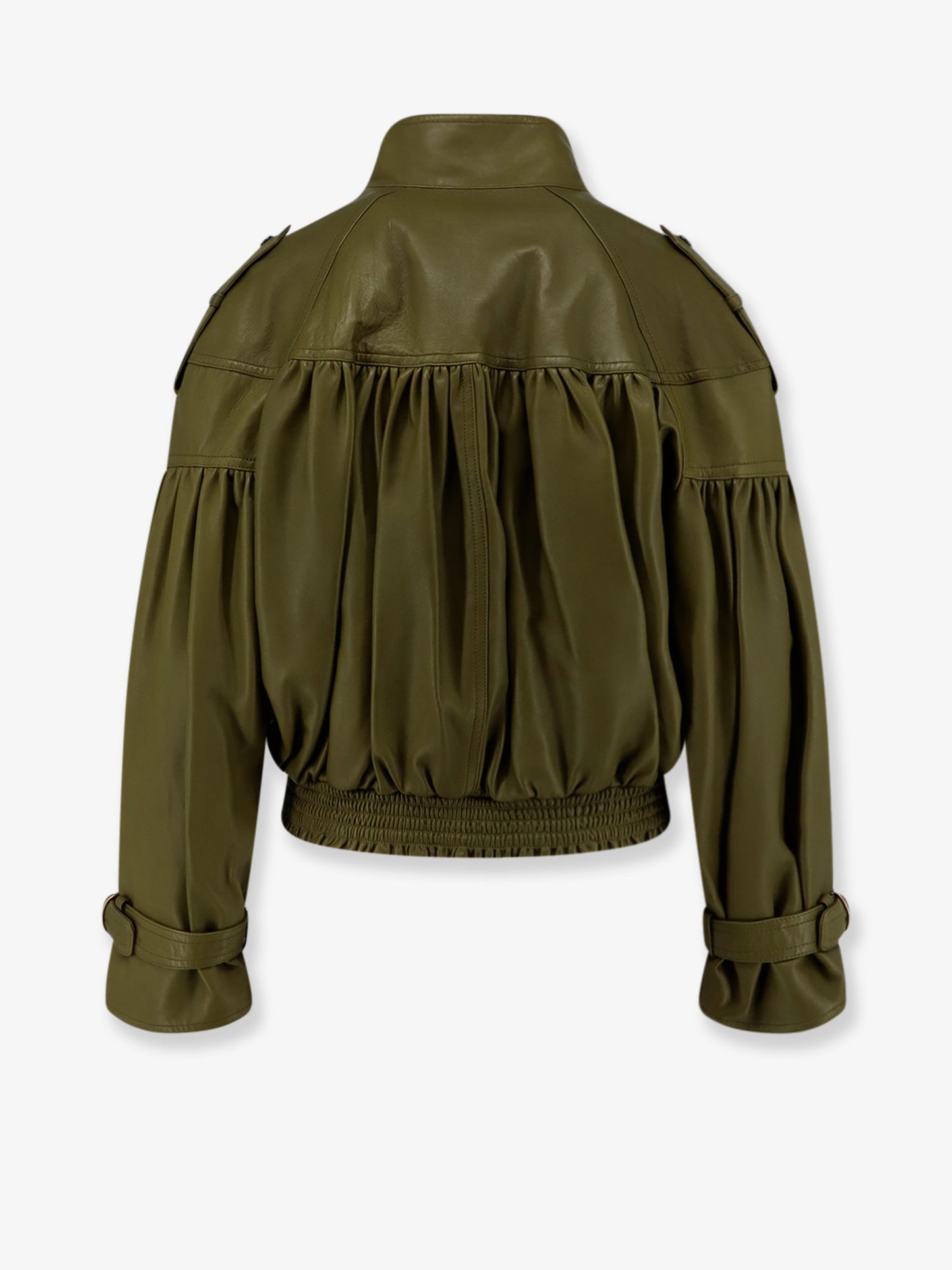 Crop fit leather jacket