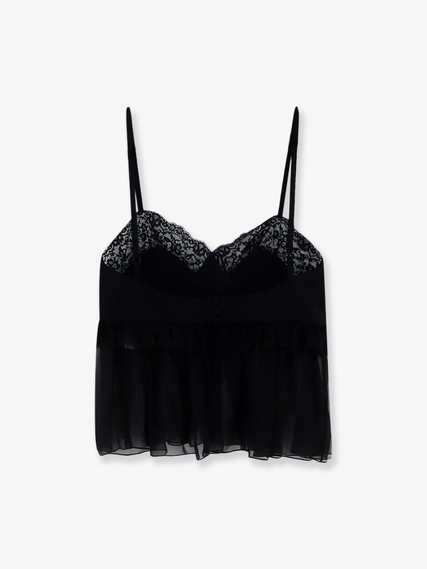 Silk top with lace profiles