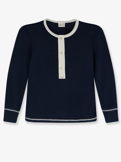 Maglia in cotone con profili in contrasto thumbnail