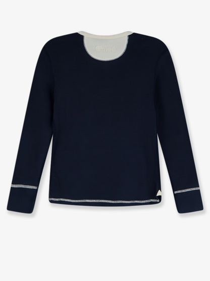 Maglia in cotone con profili in contrasto thumbnail