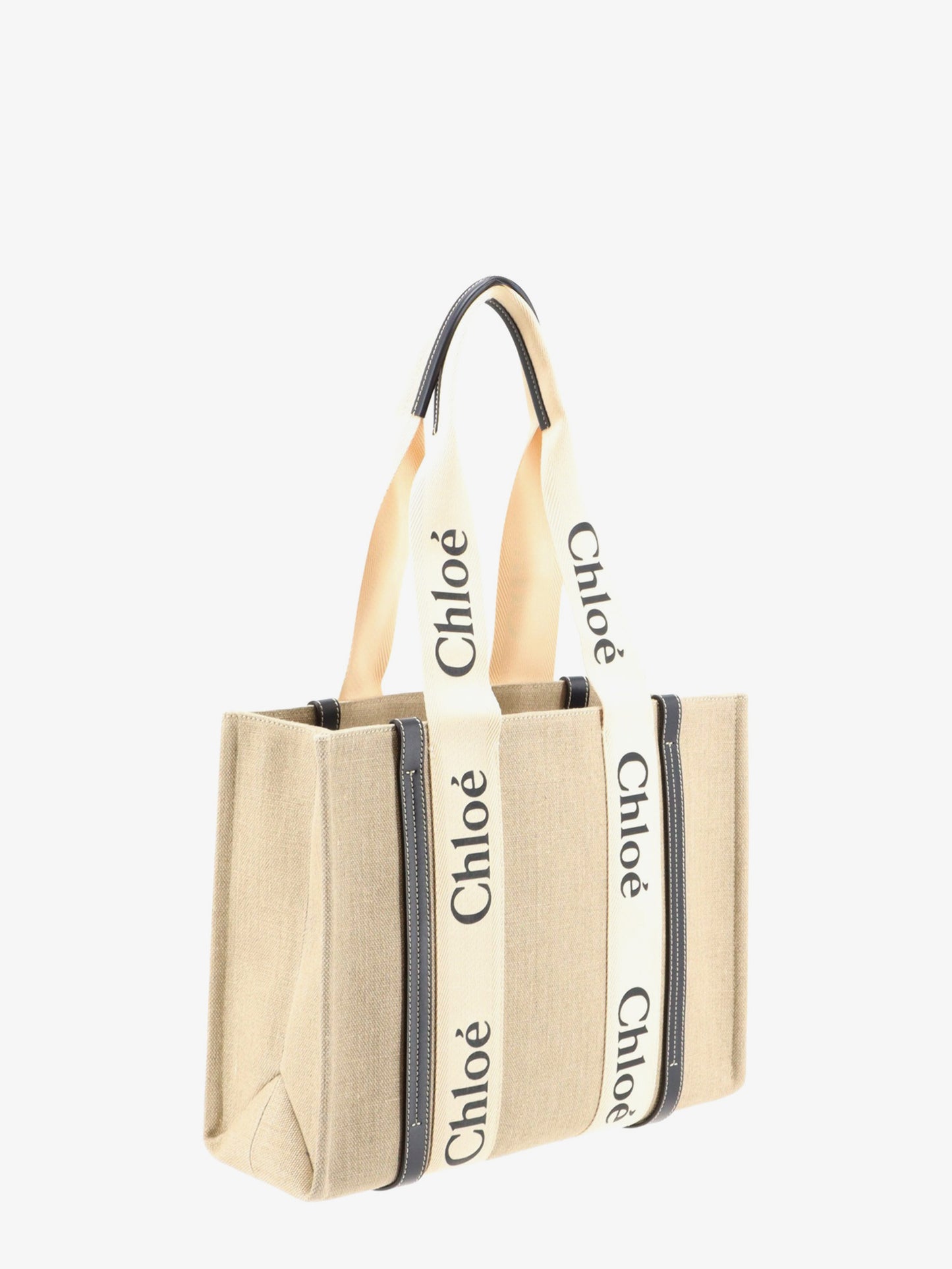 Woody linen shoulder bag with front lettering logo