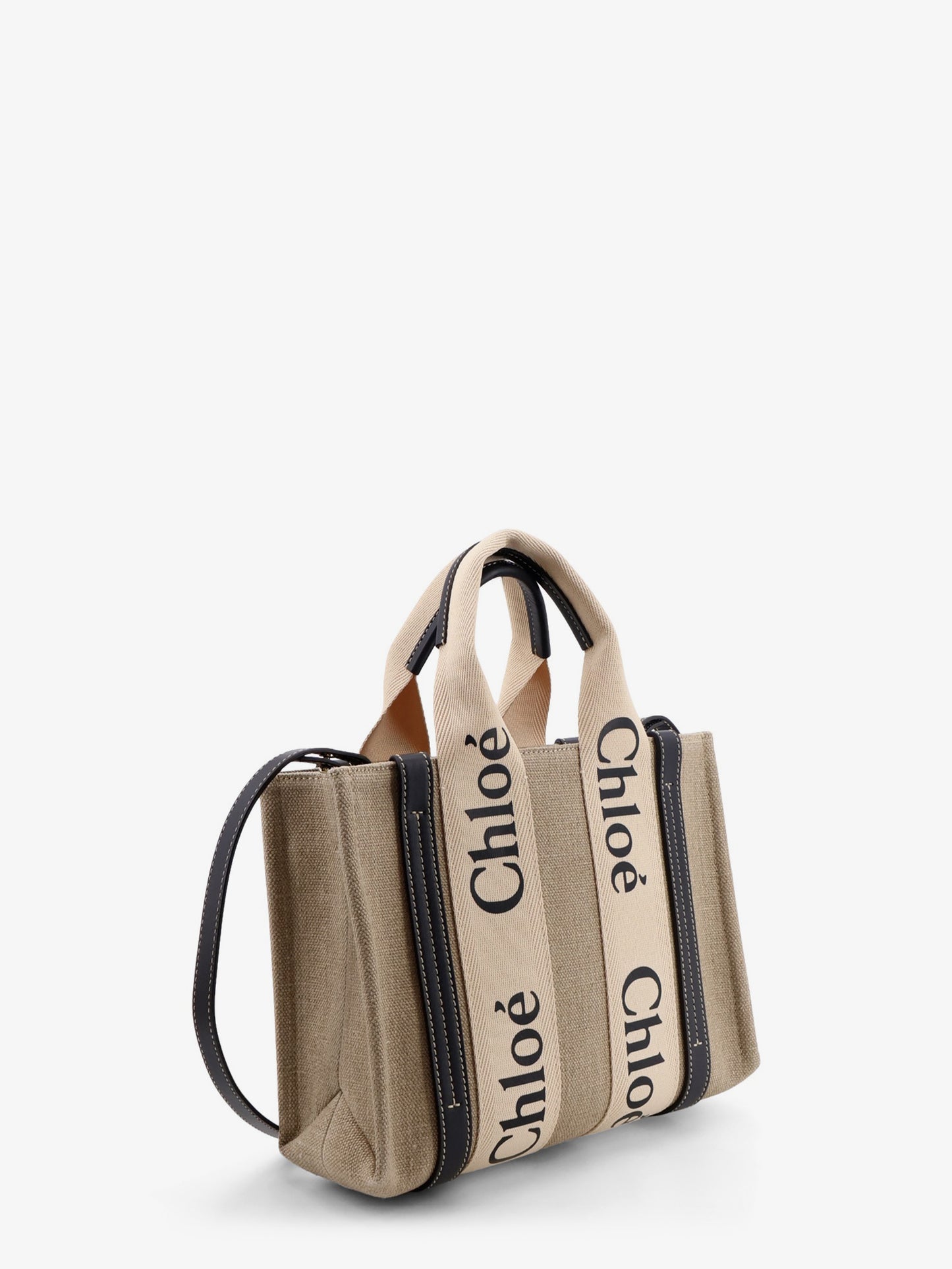 Woody linen canvas and leather crossbody bag