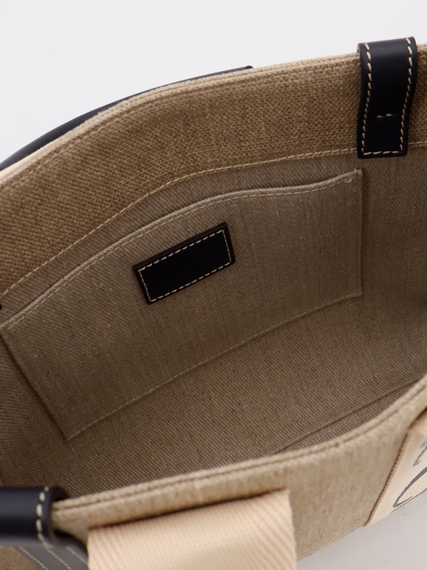 Woody linen canvas and leather crossbody bag