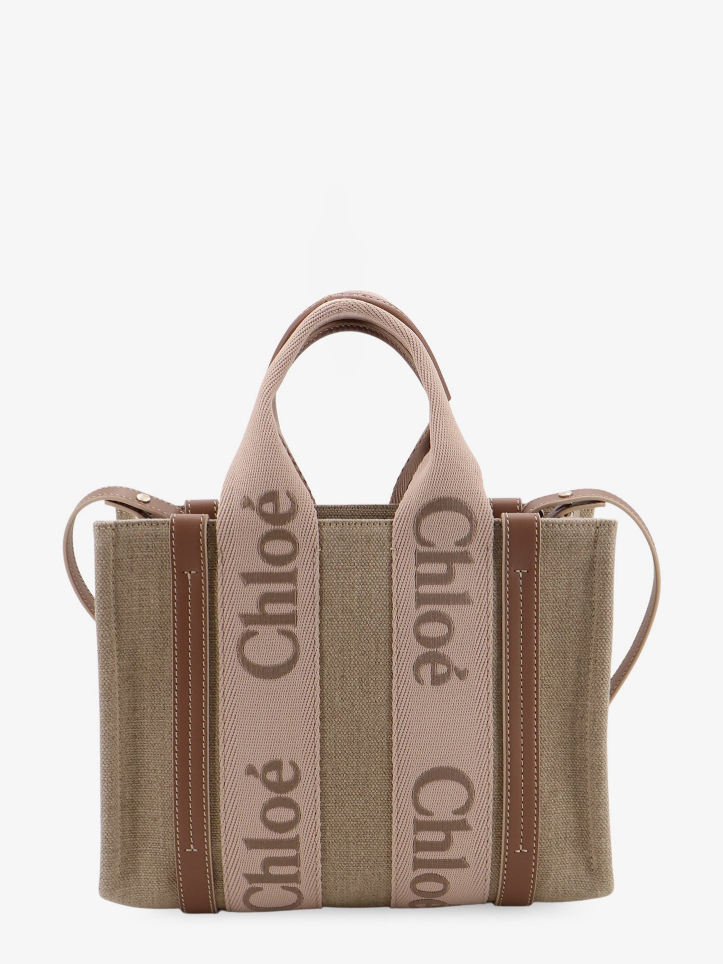 Woody linen canvas and leather crossbody bag