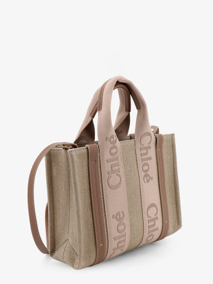 Woody linen canvas and leather crossbody bag thumbnail