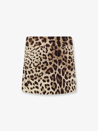Cotton, silk and viscose mini skirt with animal motif thumbnail