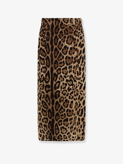 Stretch viscose longuette skirt with animal print thumbnail