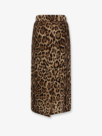 Stretch viscose longuette skirt with animal print thumbnail