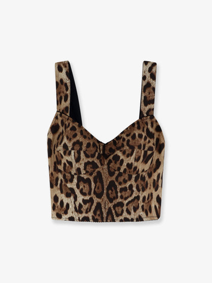Cotton blend top with animal print thumbnail